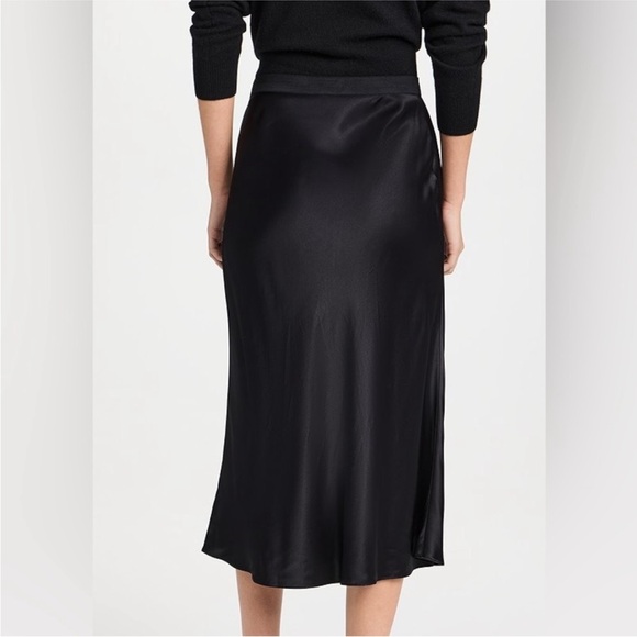 Rails Berlin Luxe Satin Midi Skirt Black Bias Cut High Rise | Size Small - Picture 8 of 12